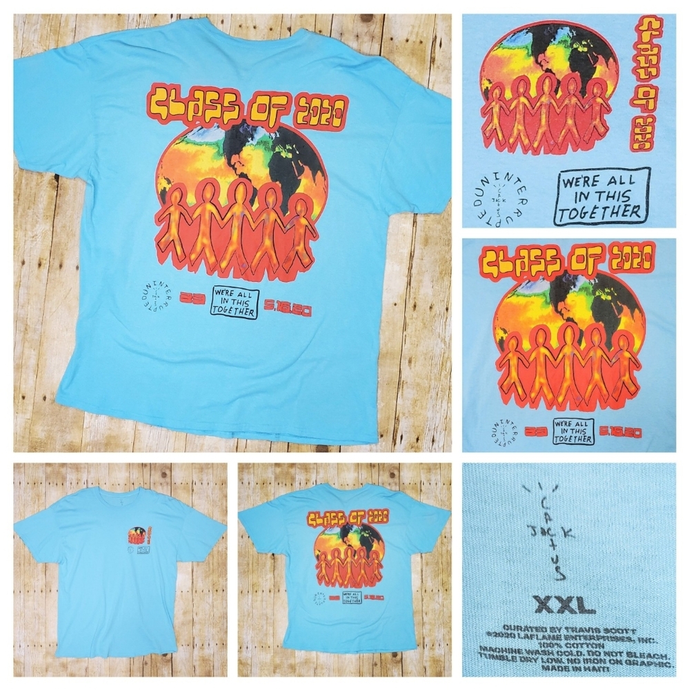 SS20 TRAVIS SCOTT CACTUS JACK CLASS OF 2020 T-SHIRT 2XL XXL EUC ASTROWORLD